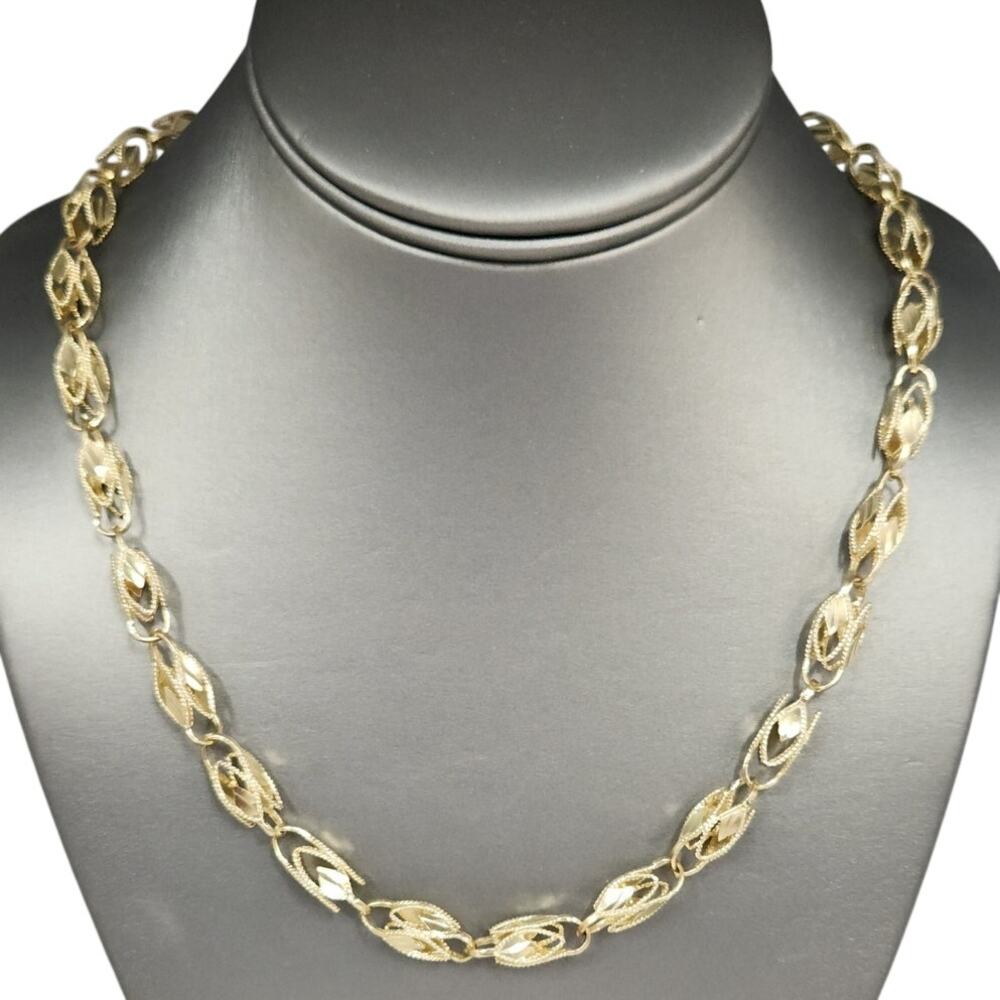 10k Yellow Gold Fancy Turkish Diamond Cut Vintage Chain Necklace 28"